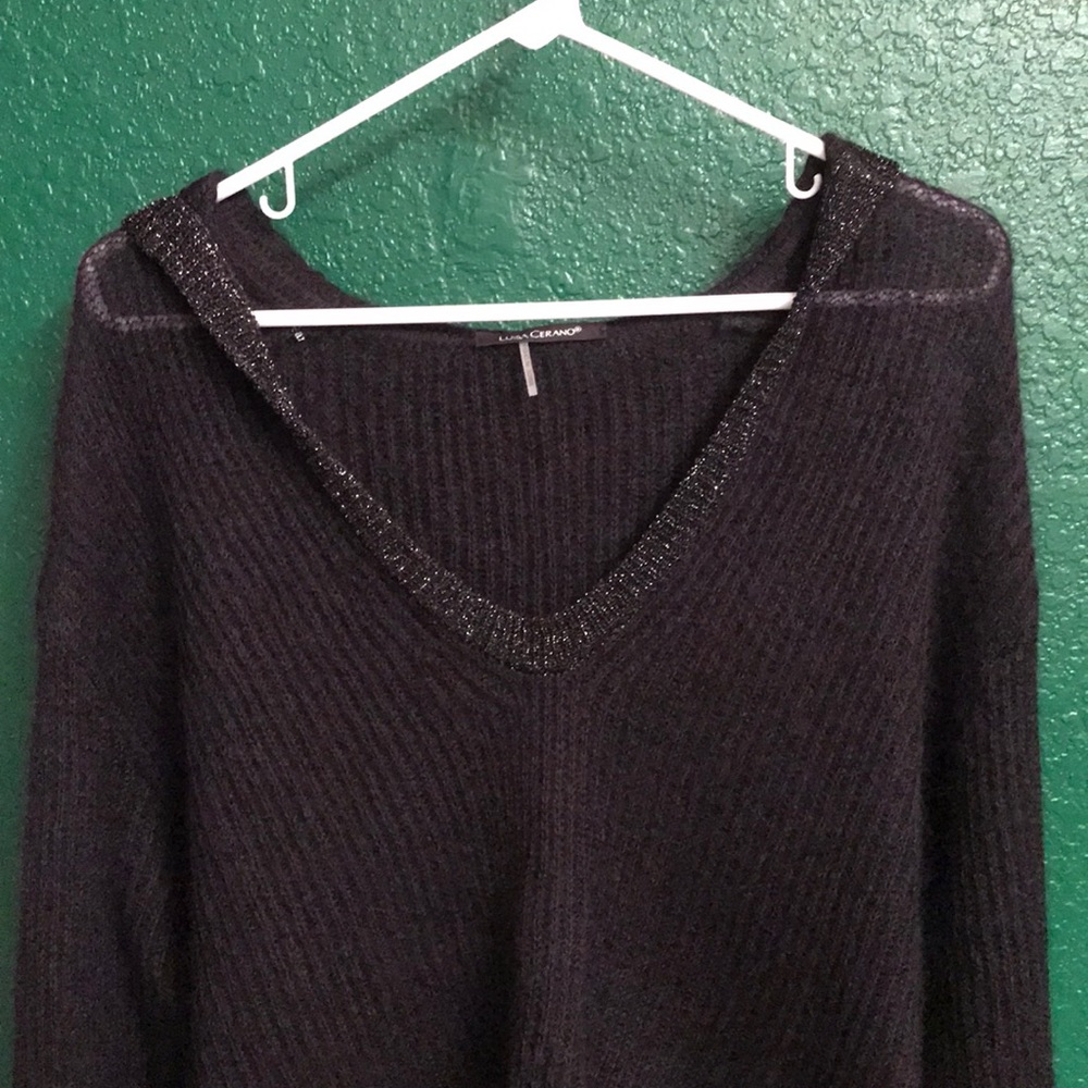 Slouchy Black Hooded Sweater - Picture 2 of 5